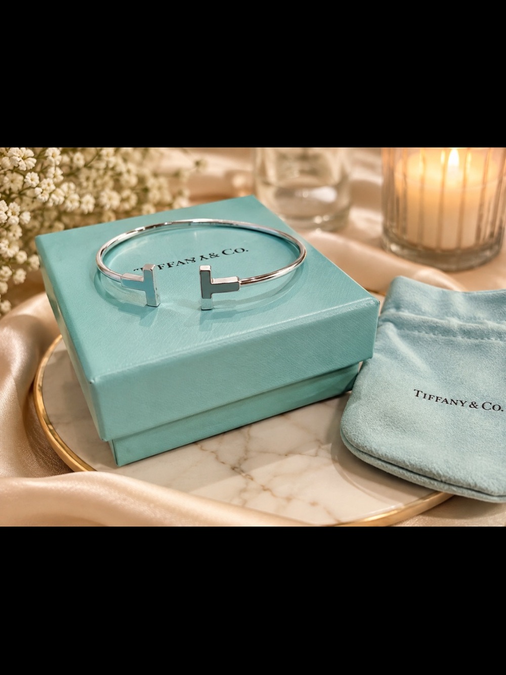 Tiffany & Co. Silver T Wire Bangle with Tiffany Blue Box